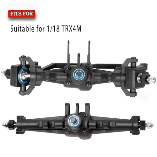 Axles Front Rear Axle w/Steering Servo Mount Upgrades Part for 1/18 TRX4M,Complete Axles Front Rear Axle,Black Red - color: Black Red - Portal Axles