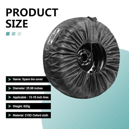 Car Spare Tire Cover, 190T Polyester Taffeta Scratch-resistant Waterproof Vehicle Spare Tire Protector, Four Seasons Wheel Storage Bag with Handle, Universal for Most Cars (Black #S) - color: Black #01