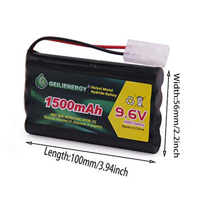 9.6V 1500mAH NiMH Rechargeable 8-Cell AA Battery Pack with Standard Tamiya Connector Plug and USB Charge Cables for RC Car Boats Truck Tank and Vehicles(1 Pack)
