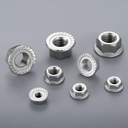 M4 Flange Nuts 220Pcs, Metric M4-0.7mm Serrated Flange Hex Nuts 304 Stainless Steel 18-8, Bright Plain Finish - size: M4-0.7