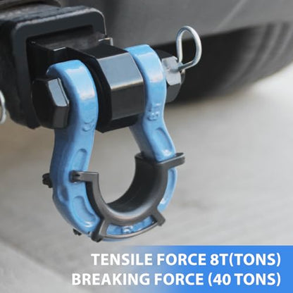 2 Pack D Ring Shackles 3/4" Mega Shackle 68,000Ibs Break Strength - Heavy Duty Clevis Shackles with 7/8" Screw Pin and Isolator Washer Kit for Tow Strap Winch Off Road Vehicle Recovery, Blue - color: BLUE