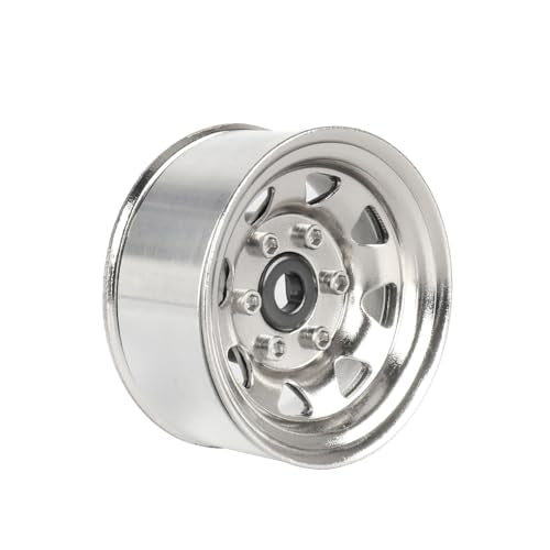 4PCS 1.55 inch Metal Beadlock Wheel Hub RC Car Aluminum Alloy Wheel Rim for 1/10 RC Crawler Car for Axial 90069 D90 TF2 Tamiya CC01 CC02 LC70 LC80 MST(Silver) - color: Silver