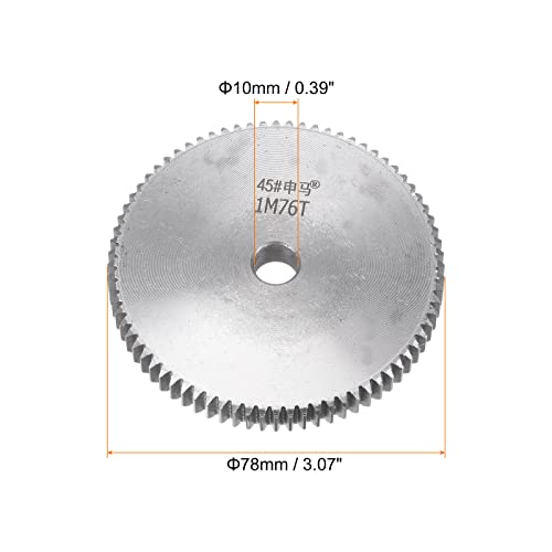 HARFINGTON Straight Spur Gear 10mm Bore 76T Mod-1 Hardened 45# Steel Spur Diff Differential Motor Gear RC Car Replacement Parts - style: 76T