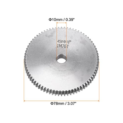 HARFINGTON Straight Spur Gear 10mm Bore 76T Mod-1 Hardened 45# Steel Spur Diff Differential Motor Gear RC Car Replacement Parts - style: 76T