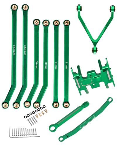 RC Upgrades Part High Clearance Chassis Links & Skid Plate & Steering Rod Tie Links for 1/24 SCX24 Bronco AXI00001 C10 AXI00002 JLU 1/24 RC Crawler（Green）