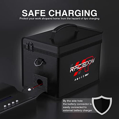 Lipo Battery Safe Bag - Fireproof Explosion-Proof Organizer for Storage, Transportation & Charging - Double Fireproof Zipper Guard (Black)