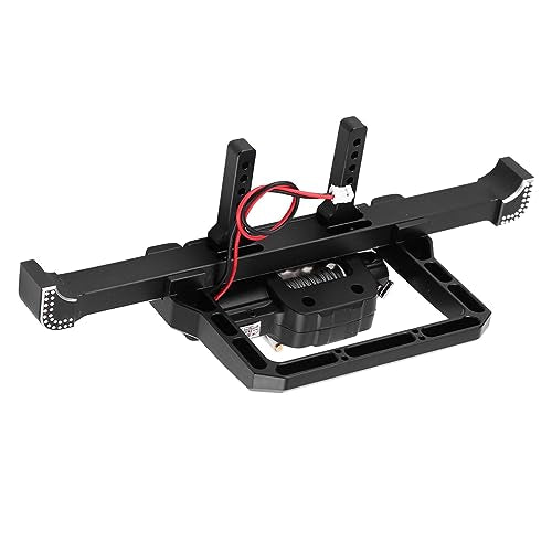 RC Car Front Bumper with Winch, Heavy Duty Aluminum Alloy Upgrade Part for Axial SCX10 II Crawler Accessories