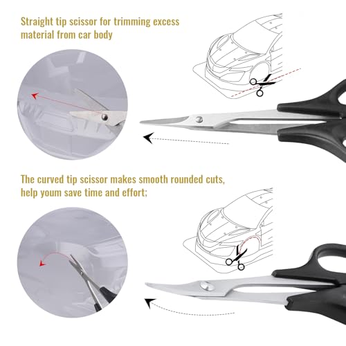 RC Body Reamer, RC Body Scissors Curved & Straight for Lexan RC Car Body Shells Mounting Tools Combo Set, 0-14mm Hole