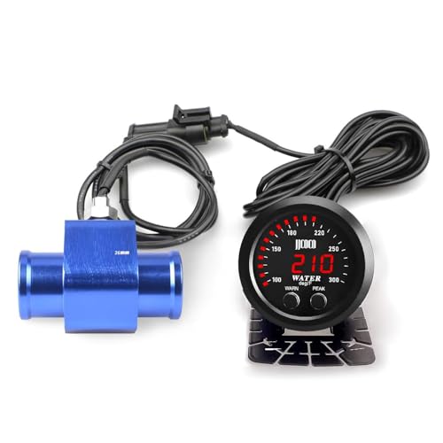 52mm Water Temperature Gauge with Joint Pipe Adaptor 26MM | Water Temperature Gauge 0-300F(-17~187C) Electronic Red Digital LED DC12V for Car Automotive with Alarm - color: Red, size: Joint Pipe: 26MM Blue