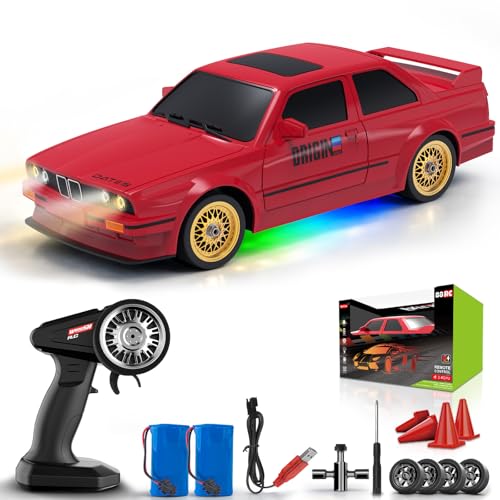 RC Drift Car 2.4GHz 1:16 Scale 4WD 30KM/H High Speed Remote Control Cars Vehicle with LED Lights Drifting Tires Racing Sport Toy Cars for Adults Boys Girls Kids Gift - color: Red