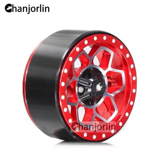 1.9 RC Beadlock Wheels Rims Aluminum Heavy Duty 1/10 Crawler Wheel Hubs For 1:10 Rock Crawler Car Axial SCX10 I II III 90046 TRX4 TRX6 VS4-10 CC01 D90 RC4WD Redcat Gen8 1.9" Tires (Red) - color: Red