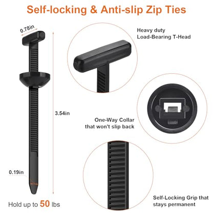 100Pcs Cable Tie Buckle, Unbreakable Zip Tie Clips for Car Fender, Engine Cover, Mudguard Fastener, Self-Locking Fixion Tools for Automotive Wiring, Electrical Work, Cable Organization, Screw Fixing