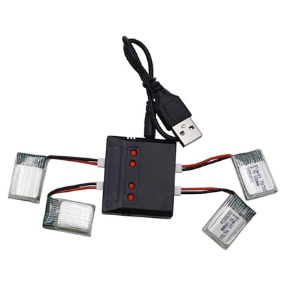 Blomiky 4 Pack 3.7V 1S 180mAh 20C Li-PO Battery with MX2.0 Plug Suitable for Some Small RC Airplne Helicopter Drone / 3.7V 180mAh *4