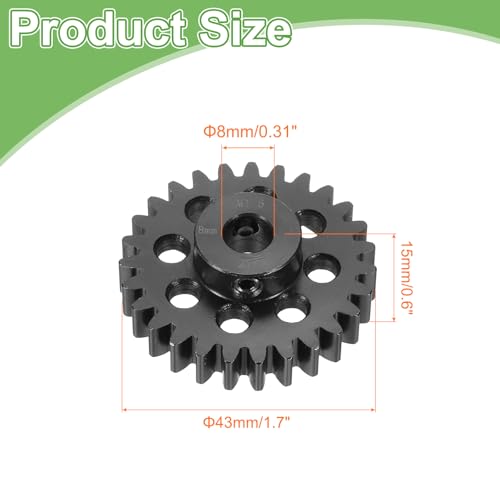 MECCANIXITY Steel M1.5 Gear Set 27T 8mm Shaft Motor Gears for RC Vehicles Truck Drift Car Part, Black - style: 27T