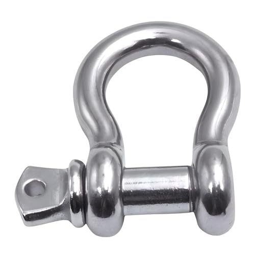 316 Stainless Steel Bow Shackle with Oversized Screw Pin, Marine-Grade Hardware for Anchor Lines, Towing, Dinghies, Canoes, Trailers, Utility Tie-Downs & Off-Road Recovery - size: 1/4" with 5/16" Pin .55T WLL, style: 50-pack