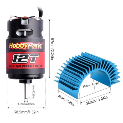 Hobbypark 12T Motor 550 Motor Brushed for 1/10 RC Car Truck Traxxas Slash 4x4 2WD Redcat Volcano EPX Arrma Granite AXIAL ECX Losi