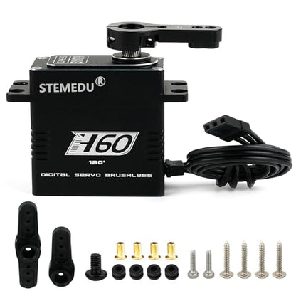 RC Servo 60KG Brushless Digital Servo High Torque Steering Motor High-Speed with Stainless Steel Gear Waterproof for DIY RC Car and Robot Models (180°) - style: Black 60KG - 180 Degree