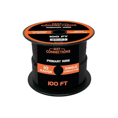 10-Gauge Automotive Primary Wire | Ideal for Car Audio, Automotive, and Trailer | Durable Primary/Remote, Power/Ground Electrical Wiring | 100 Feet - color: Black, size: 10 Gauge