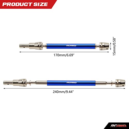 RCAWD 1/10 CVD Driveshafts for Kraton 4S V2 & Outcast 4S V2 Upgrades (Only Fit V2), Axles Joint Shafts Aluminum Parts for ARRMA #ARA311147#ARA4408V2#ARA4410V2 Blue