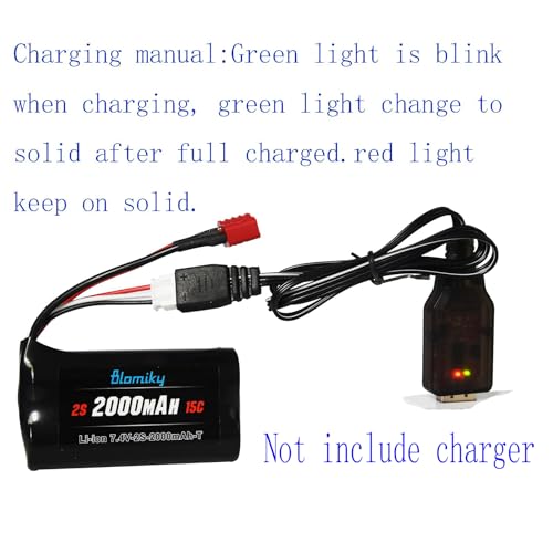 Blomiky 2 Pack 7.4V 1500mAh 11.1W Li-ion Rechargeable Battery with T Plug Suitable for Some RC Trucks / 14301 Battery