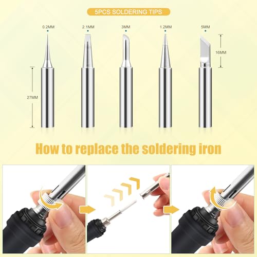 Soldering Iron Kit, 90W 110V Ceramic Heater Fast Heating Welding Pen | Adjustable Temp Soldering Iron with LCD Digital,Auto Sleep,10-in-1 Soldering Gun for PCB, Electronics Repair and DIY Projects - color: 10 in 1 Orange