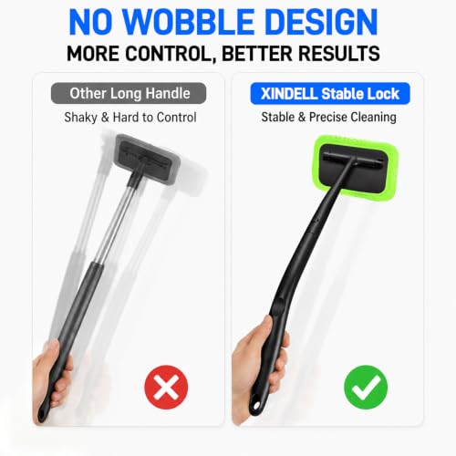 Xindell Interior Windshield Cleaner Tool – Inside Car Window Cleaning Kit with 22“ Detachable Handle, Interior Windshield Squeegee for Clear Vision, Auto Detailing Kit for Car, Home & Outdoor Windows