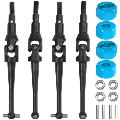 ShareGoo Steel CVD Drive Shaft Dogbone w/Hex Wheel Hubs Hex Adapter Compatible with MJX Hyper Go 16207 16208 16209 16210 H16BM H16GT H16DR H16 1/16 RC Car (Black) - color: Black