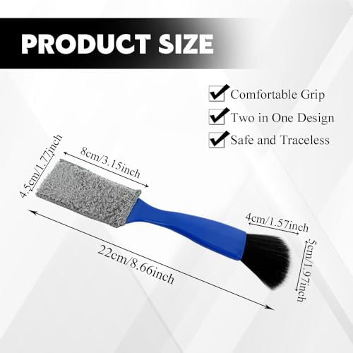 Universal 2 in 1 Duster for Car Clean, Car Detailing Brush, Double Head Soft Car Interior Detailing Brush Dust Brush, Car Double Head Clean Brush for Air Vents Dashboard Screen (Blue) - color: Blue