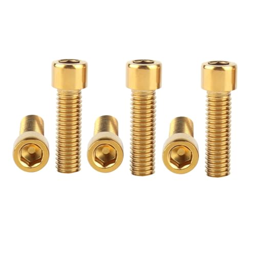 6Pcs Bike Screws M6x10 12 16 18 20 25 30 35mm Stainless Steel Socket Head Cap Allen Hex Bolt (Gold, M6 x20mm) - color: Gold, size: M6 x20mm