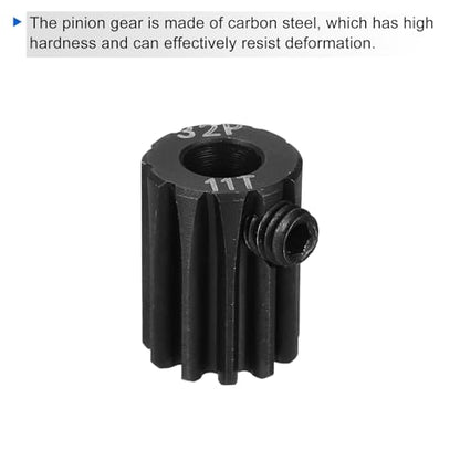 MECCANIXITY RC 32P Hardened Pinion Gear 5mm Shaft, 11T Motor Gears Carbon Steel for 1/10 RC Model Car Boat Drone - style: 11T
