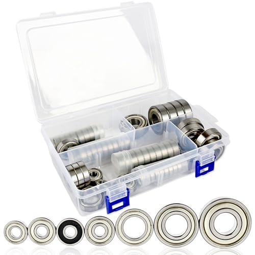 55 Pcs Ball Bearings—608RS/ 608ZZ/ 698ZZ/ 628ZZ/ 6903ZZ/ 6003ZZ/ 6203ZZ Small Bearings Assortment Kit for Skateboard Bearings Inline Skates 3D Printer Furniture Wheel, 7 Styles