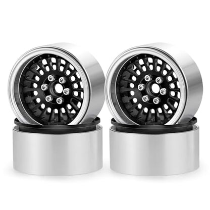 2.2" Beadlock Wheels RC Aluminum Rims for AXIAL Wraith RR10 TRX4 SCX10 Redcat Gen8 1/10th RC Crawler Truck Car (Black) - color: Black