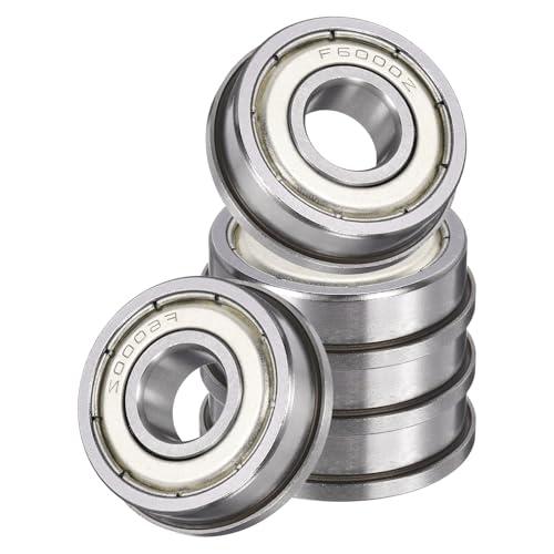 uxcell 5Pcs F6000ZZ Flanged Ball Bearings, 10 x 26 x 8mm Double Shielded Chrome Steel Deep Groove Bearing, ABEC5 - size: F6000ZZ 10 x 26 x 8mm