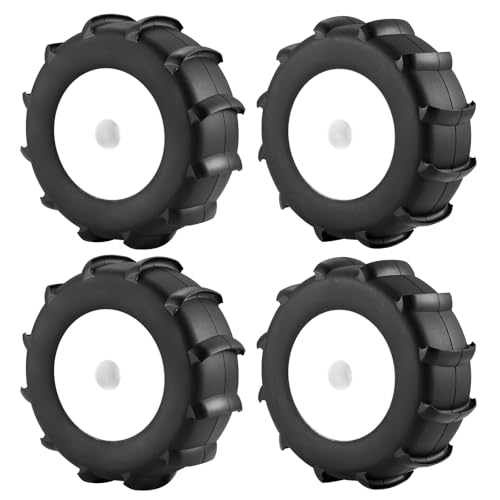 4PCS Off Road Snow Sand Rubber Tires Wheels for All 1/10 Scale RC Trucks (White) - color: White