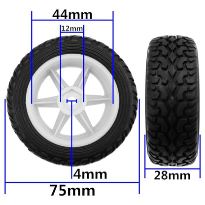 75mm/2.95'' Rubber Tires & Plastic Wheel Rims 12mm Hex w/Foam Compatible with HSP Tamiya HPI Kyosho 1/10 1/12 On-Road RC Touring Car,WLtoys 1/14 144001 RC Buggy (White) - color: White