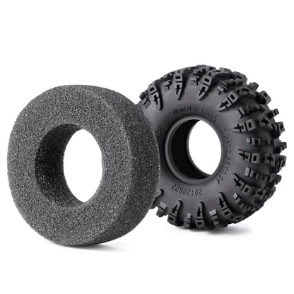 4PCS 1.0" Tires Crawler Mud Terrain Wheel Tires 64 * 24mm Soft Rubber Terrain Wheel Tires Set Compatible with TRX4M AX24 Axial SCX24 FCX24 Redcat Ascent-18 1/18 1/24 RC Crawler Car (A)