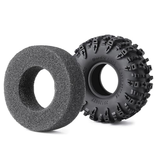 4Pcs Rubber 1.1" Crawler Mud Terrain Tires Super Grip Soft Tyre OD 64mm RC Mud Tyres Tires with Foam Inserts Compatible with 1/18 Traxxa TRX4M Redcat Ascent-18 RC Car Upgrades (Black A) - color: Black a