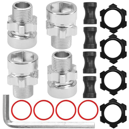 ShareGoo Metal 12mm to 17mm Wheel Hex Hub Adapter Compatible with Traxxas 1/10 Slash 2WD 4X4 Rustler Stampede 2WD 4X4 RC Car Upgrade Parts (Black) - color: Black