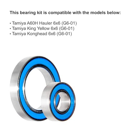for Tamiya (G6-01) Konghead 6x6, A60H Hauler, & King Yellow 6x6 Bearings Kit (40 Pcs)