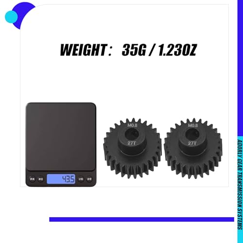 2Pcs Hard Steel 32P 0.8M 27T Pinion Gear Motor Gear 5mm Shaft for Traxxas Udr Pinion Gear 5647 Upgrade Parts