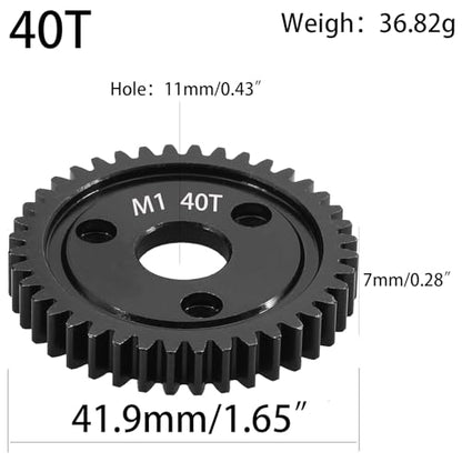 M1 Spur Gear 1.0 Metric Pitch 40-Tooth, 30T 32T 34T 36T 38T 40T 42T 44T 46T 48T 50T 52T Spur Gear Mod 1 for TRAXXAS Slayer Pro 4X4 Revo 3.3 ARRMA HPI HOBAO LOSI, Hardened Steel Upgrade Part Gear (40T) - size: 40T