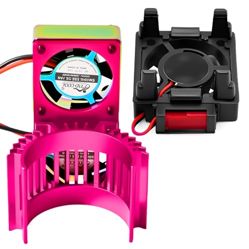 VXL-3s ESC Cooling Fan and Motor Cooling Fan 28000 RPM Dual Fan Set for 1/10 Traxxas Slash 4x4 Stampede 4x4 Rustler 4x4 VXL Hoss 4×4 Velineon VXL 3s Heat Sink Replace #3340, Purple & Black - style: SRQ-Purple Black