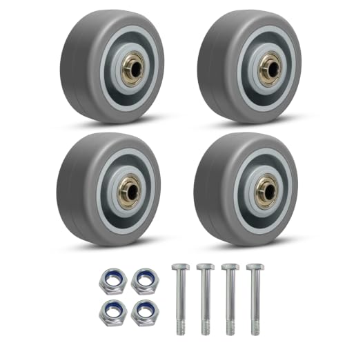 3'' Caster Wheels, Industrial Rubber Casters Set of 4 with Load 1000lbs Capacity, Non Marking Replacement Wheels for Cart Dolly Trolley (4 Wheel) - style: 3 inch Wheel