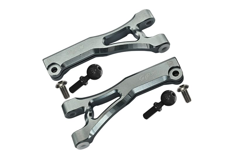 GPM For Arrma LIMITLESS/INFRACTION/TYPHON Upgrade Parts Aluminum Front Upper Arms - 2Pc Set Gray Silver