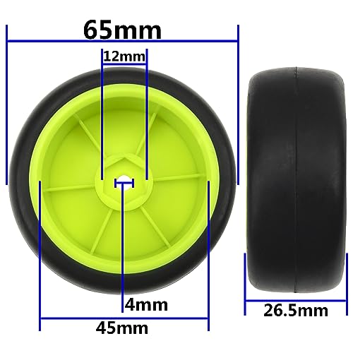 Plastic Wheel Rims 12mm Hex Hub & Rubber Tires w/Foam Compatible with HSP Tamiya HPI Kyosho 1/10 On-Road Touring Car WLtoys 1/14 144001 RC 1/18 A959B Buggy (Green) - color: Green