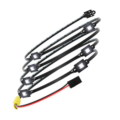 RC LED Rock Light Kit 8 Lamp Beads 8 Light Modes Chassis Light for 1/10 Bronco TRX4 1979 RC Crawler Upgrades Parts(Black)