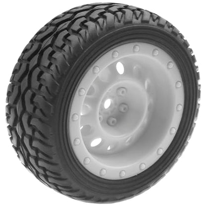 ShareGoo 75mm RC Rally Car Tires Rubber Tires Tyres & Plastic Wheel Rims 12mm Hex Compatible with Traxxas Tamiya HSP HPI Kyosho 1/10 RC On Road Racing Car (White)