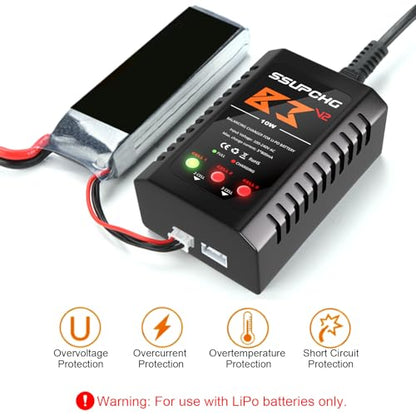 LiPo Battery Charger, Balance Charger for 2S 3S XHR Plug Battery | Smart Chip for safe balanced charging Designed for 2S 3S LiPo batteries with XHR Plug Ideal for RC toys and models
