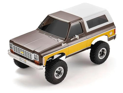 BEEZRC FMS 1/24 FCX24S Chevy K5 Blazer S RC Crawler, Officially Licensed RC Rock Crawler, RC Pickup Truck SUV 4WD 2.4GHz Hobby RC Model, 8km/h Mini Car,Off-Road Remote Control Car for Adults(Brown) - color: Brown