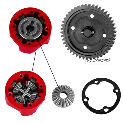 46T Upgrades Part for Sledge 1/8 Center Differential Assembly #9585,Heavy Duty Medium Carbon Steel & Aluminum Alloy RCarmumb RC Truck Replacement Upgrade,Red - color: Red(1set)